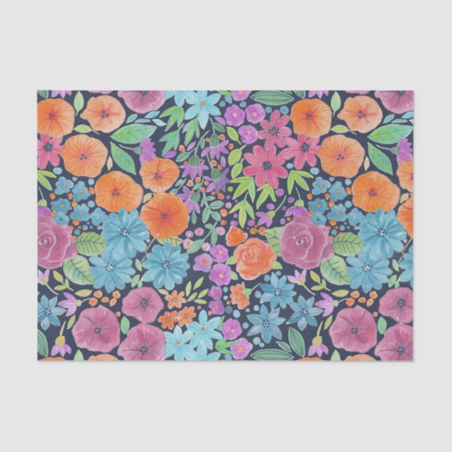 Papier Mousseline Motif d'aquarelle florale (Recto)
