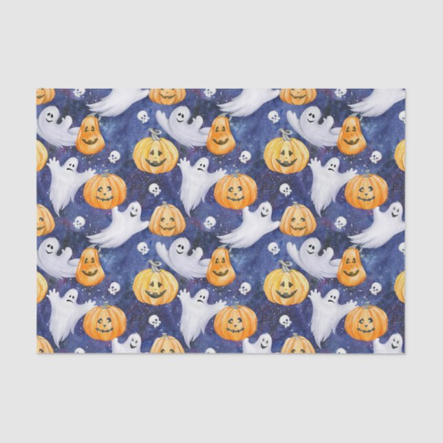 Papier Mousseline Motif d'aquarelle Halloween (Recto)