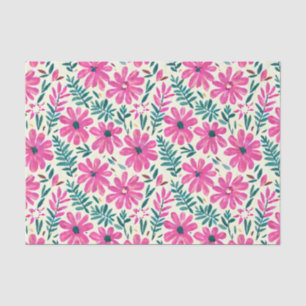 Papier Mousseline Motif d'aquarelle rose botanique