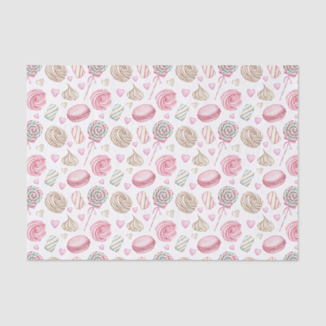 Papier Mousseline Motif d'aquarelle rose doux (Recto)