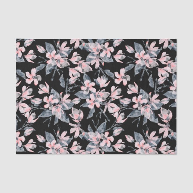 Papier Mousseline Motif d'aquarelle rose et gris (Recto)