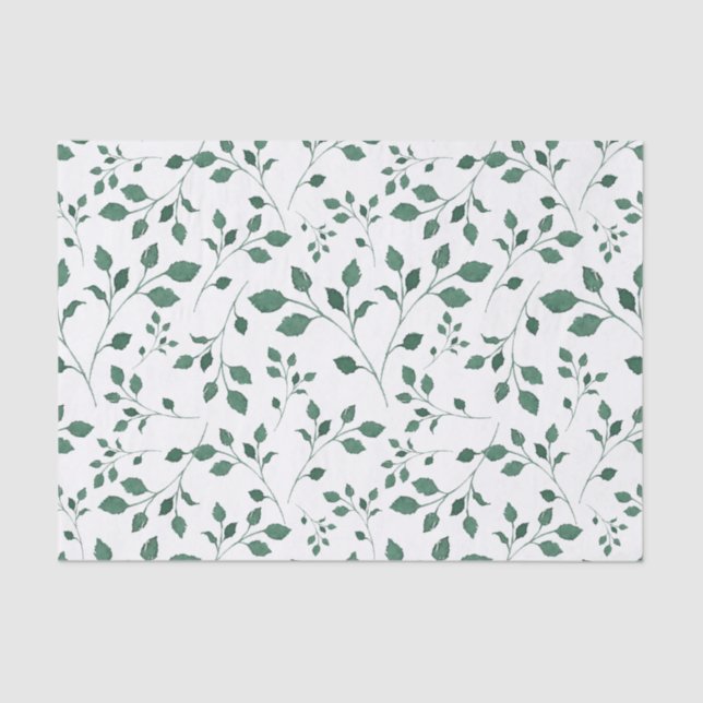 Papier Mousseline Motif d'aquarelle vert rustique (Recto)