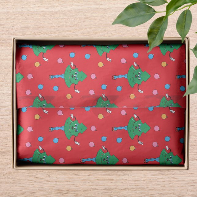 Papier Mousseline Motif d'arbre de Noël dansant rétro groovy (Créateur téléchargé)