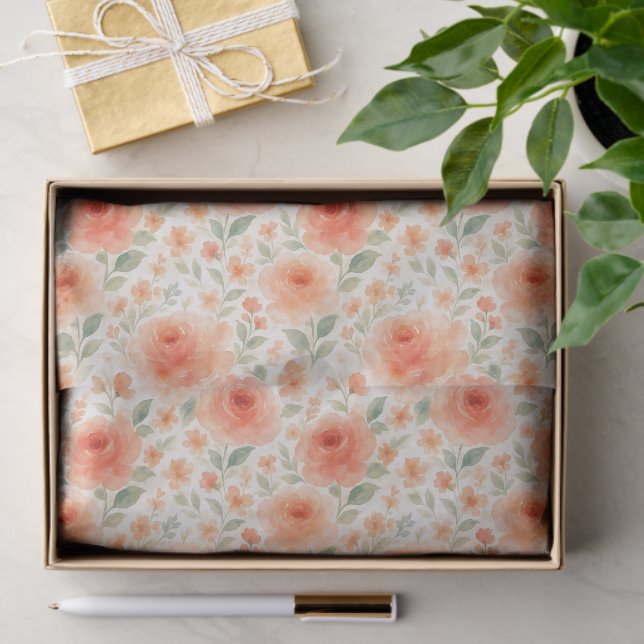 Papier Mousseline Motif d'art floral chic français élégant (Cadeau)