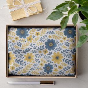 Papier Mousseline Motif d'art floral méditerranéen classique
