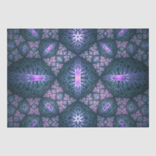 Papier Mousseline Motif d'art fractal 3D turquoise violet rose