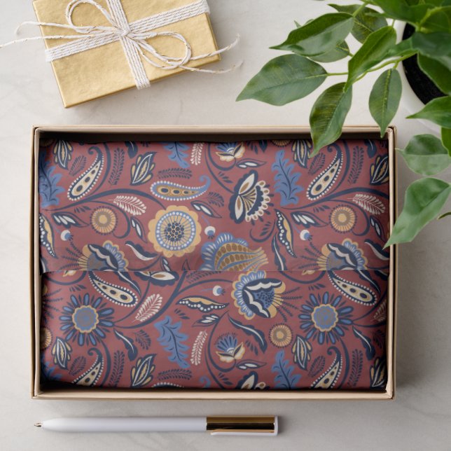 Papier Mousseline Motif d'art populaire  (Cadeau)