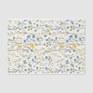 Papier Mousseline Motif d'art vintage bleu et jaune no 2
