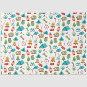Papier Mousseline Motif d'aventure Camping en blanc
