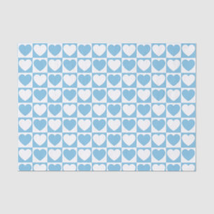 Papier Mousseline Motif de À damiers bleu clair et blanc aux coeurs
