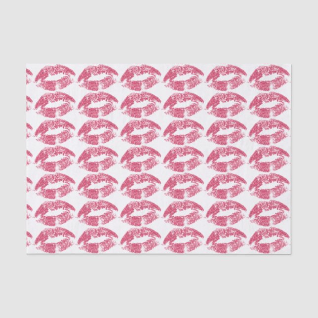 Papier Mousseline Motif de baise rose lèvres (Recto)
