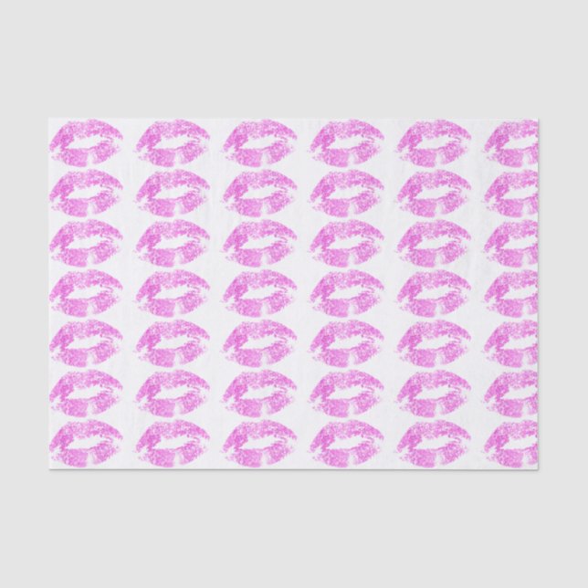 Papier Mousseline Motif de baiser des lèvres roses chaudes (Recto)
