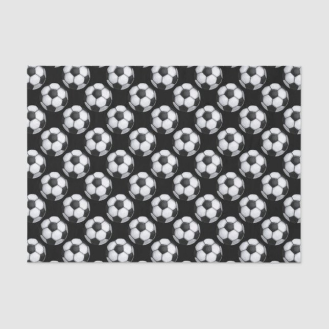 Papier Mousseline Motif de balle de football noir et blanc (Recto)