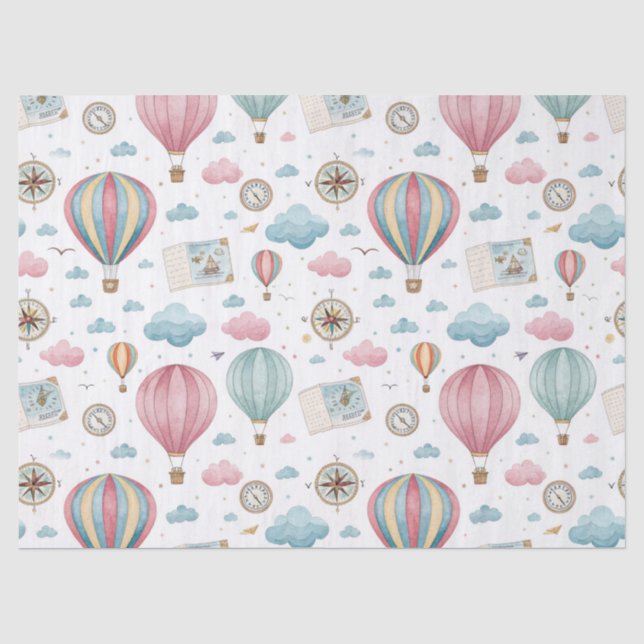 Papier Mousseline Motif de ballon à air chaud vintage (1) (Recto)