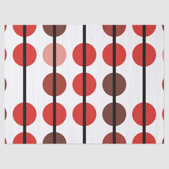 Papier Mousseline Motif de bande de points Polka rouge et Brown (Recto)