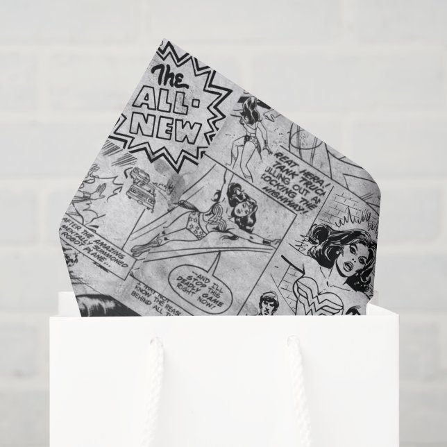 Papier Mousseline Motif de bande dessinée vintage de Wonder Woman (Sac cadeau)