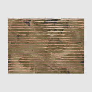 Papier Mousseline Motif de bandes d'aquarelle cuivre et or
