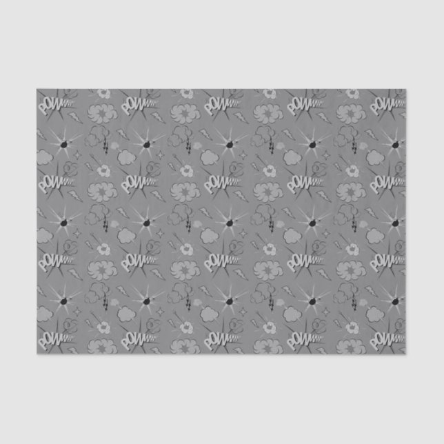 Papier Mousseline Motif de bandes dessinées Retro Grey (Recto)