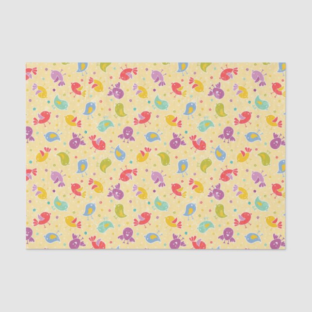Papier Mousseline Motif de bébé avec les oiseaux mignons (Recto)