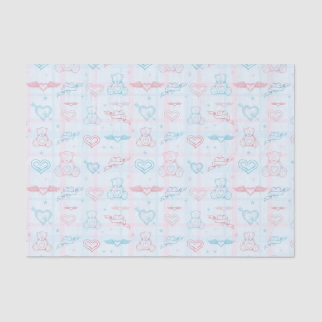 Papier Mousseline motif de bébé avec l'ours de nounours (Recto)