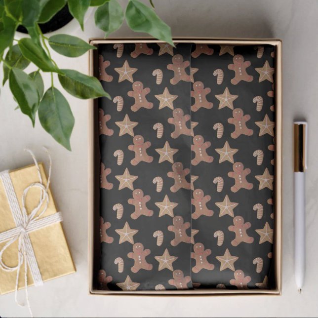 Papier Mousseline Motif de biscuit de Noël au gingembre (tissue paper in box)