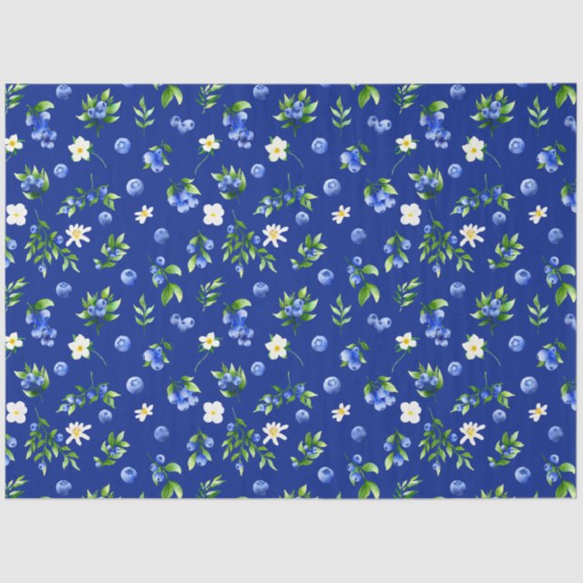 Papier Mousseline Motif de bleuets et de feuillage (Recto)