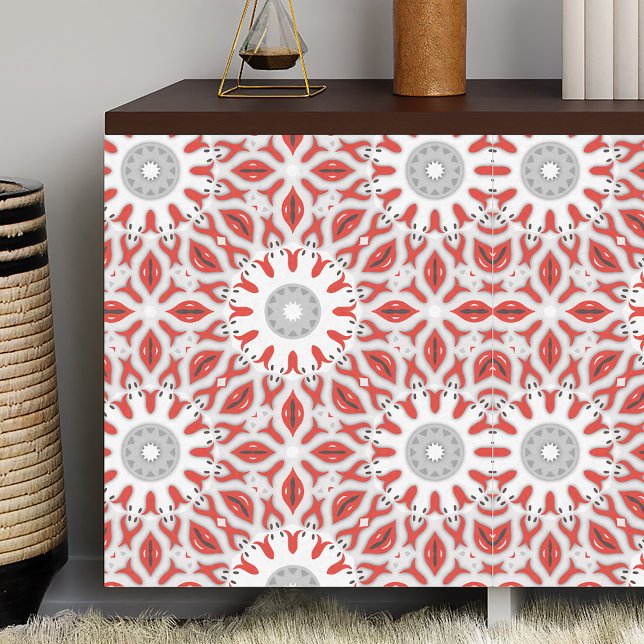 Papier Mousseline Motif de Boho oriental d'origine rouge gris et bla (Créateur téléchargé)