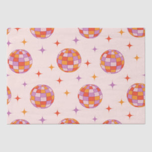 Papier Mousseline Motif de boules de disco colorées rétro groovy 