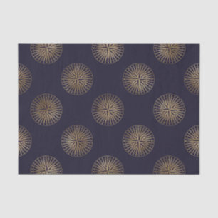 Papier Mousseline Motif de boussole marine Vintage noir et or