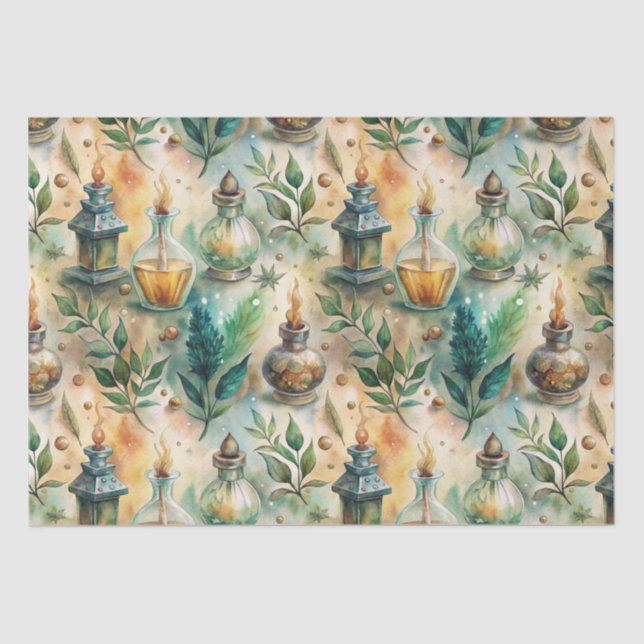 Papier Mousseline Motif de bouteilles appothécaires vintages (5) (Recto)