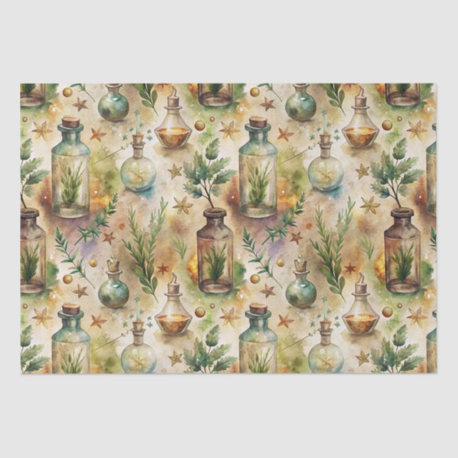 Papier Mousseline Motif de bouteilles appothécaires vintages (6) (Recto)