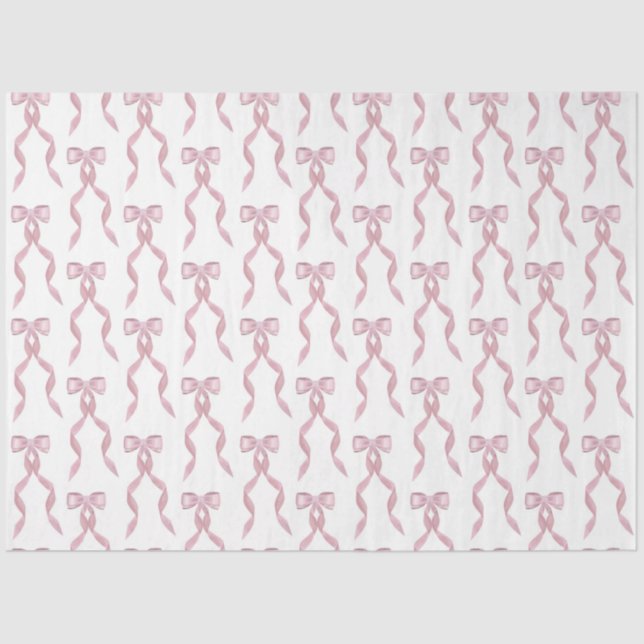 Papier Mousseline Motif de Bow rose Aquarelle (Recto)