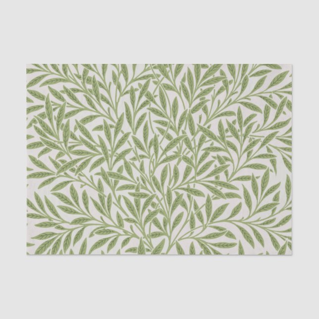 Papier Mousseline Motif de branches feuillues vertes  (Recto)