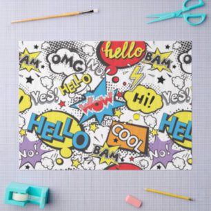 Papier Mousseline Motif de bulle de dialogue d'art pop de bande dess