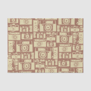 Papier Mousseline Motif de caméra vintage en couleurs Brown