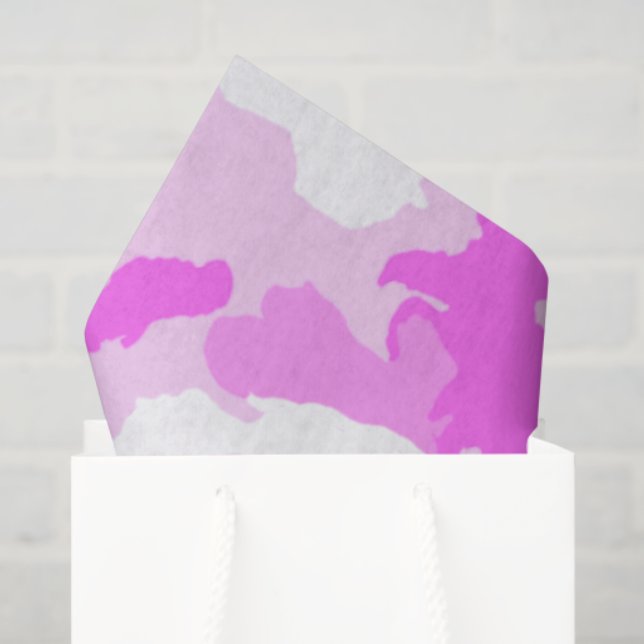 Papier Mousseline Motif de camouflage rose et blanc (Sac cadeau)