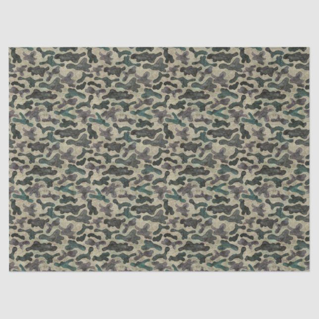 Papier Mousseline Motif de camouflage rustique aquarelle (Recto)