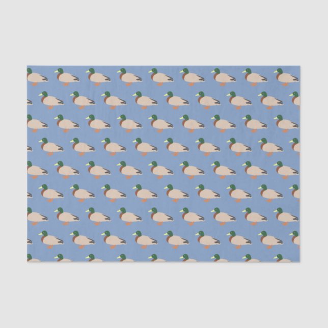 Papier Mousseline Motif de canard sur bleu (Recto)
