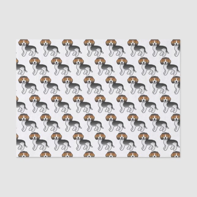 Papier Mousseline Motif de caricature de chien de Beagle mignon (Recto)