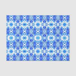 Papier Mousseline Motif de carreaux Bleu et Blanc Cobalt