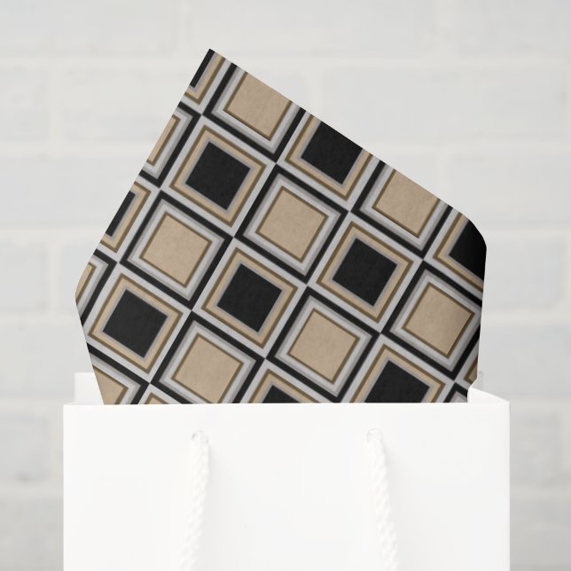Papier Mousseline Motif de carrés (Sac cadeau)