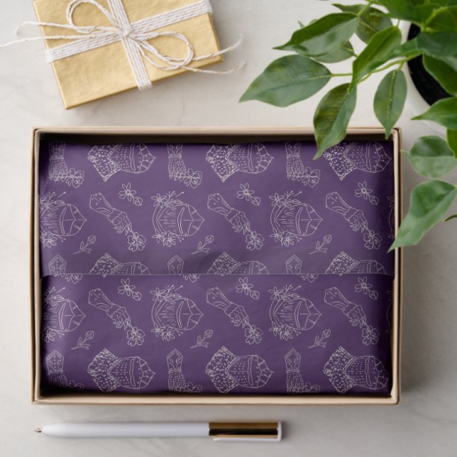 Papier Mousseline Motif de casque de chevalier médiéval Violet (Cadeau)