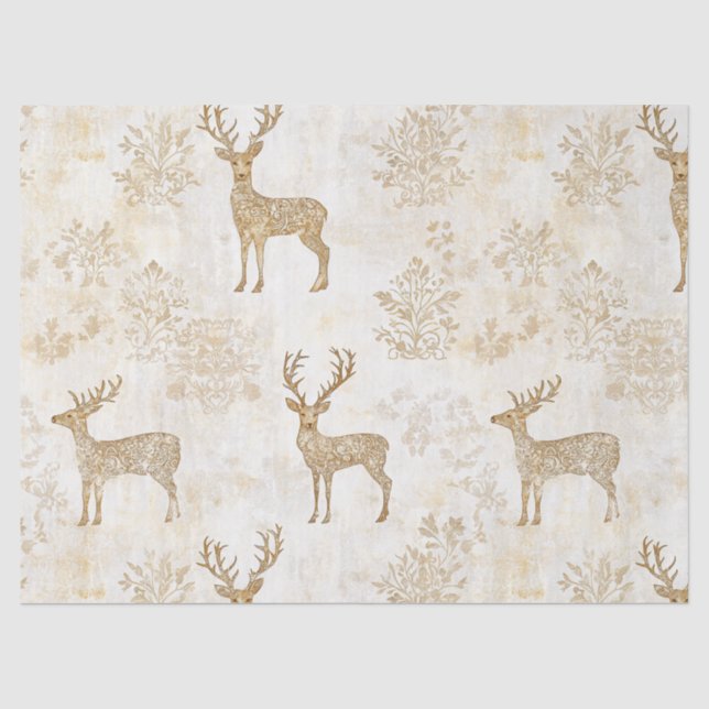 Papier Mousseline Motif de cerf de forêt neutre (Recto)