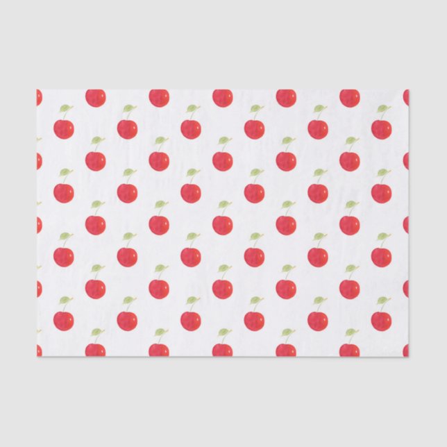 Papier Mousseline Motif de cerise aquarelle (Recto)