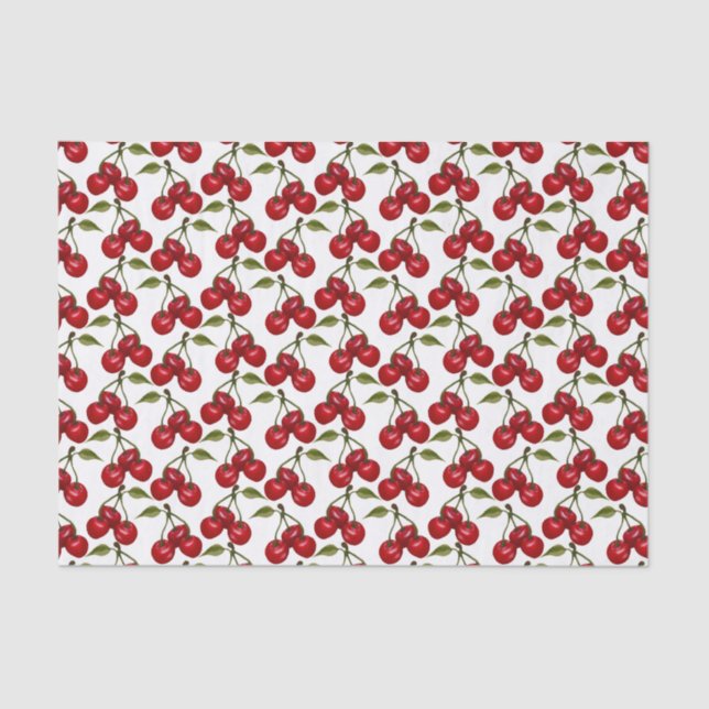 Papier Mousseline motif de cerise carrelé mignon  (Recto)
