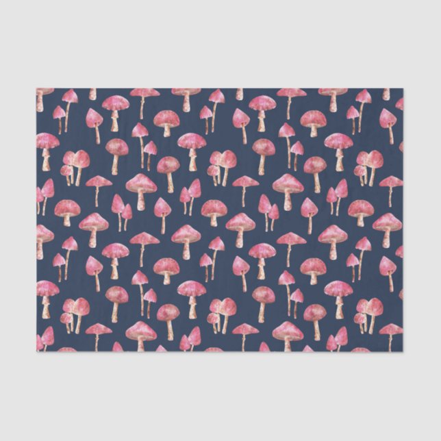 Papier Mousseline Motif de champignons roses (Recto)