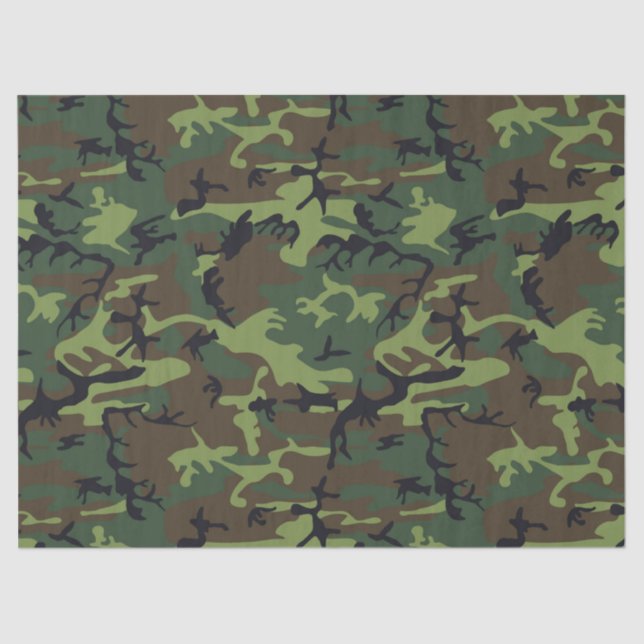 PAPIER MOUSSELINE MOTIF DE CHASSE CAMOUFLAGE (Recto)