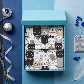 Papier Mousseline Motif de chat fantaisiste mignon