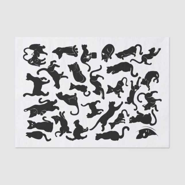 Papier Mousseline Motif de chat noir (Recto)