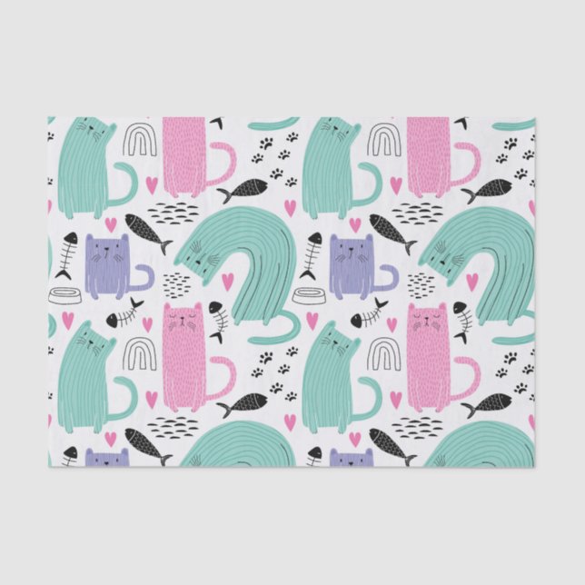 Papier Mousseline Motif de chats mignons (Recto)